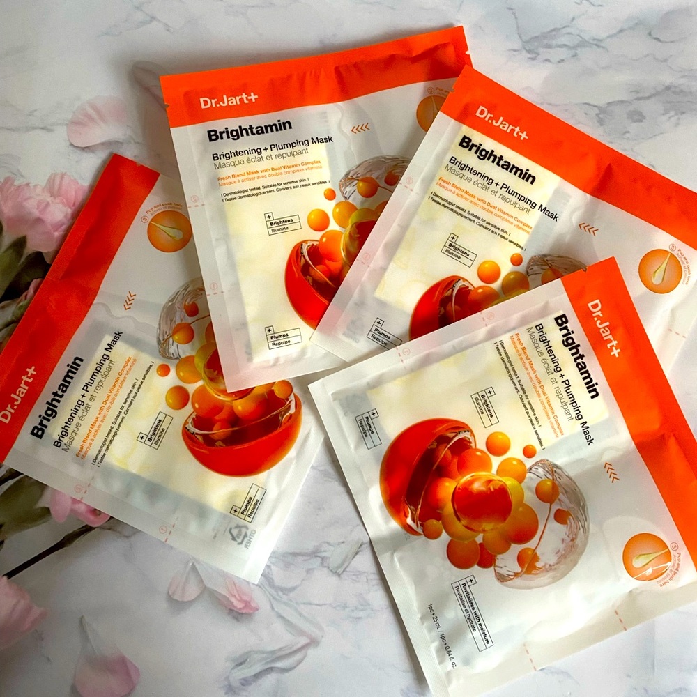 4Pcs Dr.Jart+ Brightamin Brightening + Plumping Mask 25ml Each Lot of 4